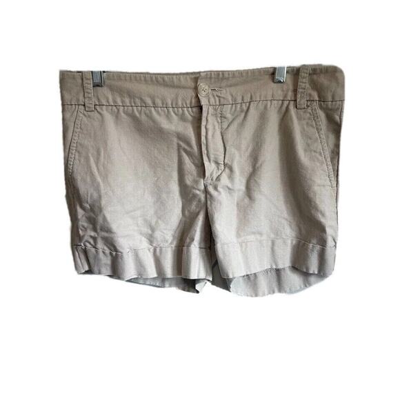 Express Linen Cotton Shorts Women's Size 10 Khaki Beige Pockets - Picture 1 of 3